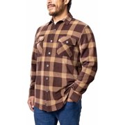 Freedom Foundry Mens Lightweight Plush Plaid Fleece Shirt (US, Alpha, Medium, Regular, Regular, Brown)