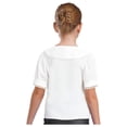 thumbnail image 2 of Doomiva Kids Girls Short Sleeve Button Down Shirts Lapel Collar Lace Trim Blouses School Uniform Princess Party Tops White A 140, 2 of 6