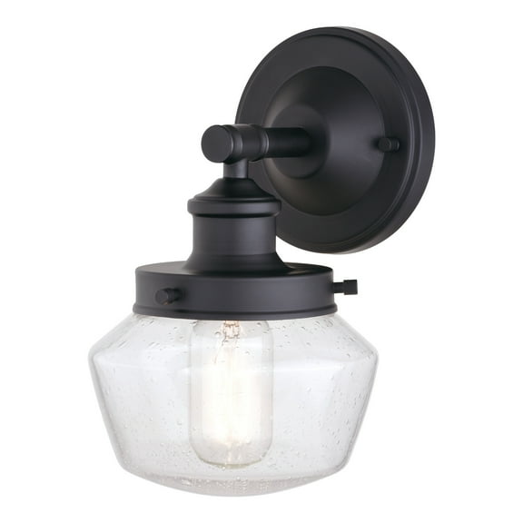 Vaxcel Collins 1 Light Black Farmhouse Outdoor Wall Lantern Clear Schoolhouse Glass