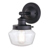 Vaxcel Collins 1 Light Black Farmhouse Outdoor Wall Lantern Clear Schoolhouse Glass