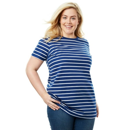 - Woman Within Plus Size Perfect Crewneck Printed Tee
