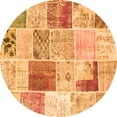 thumbnail image 1 of Ahgly Company Indoor Round Patchwork Orange Transitional Area Rugs, 3' Round, 1 of 1