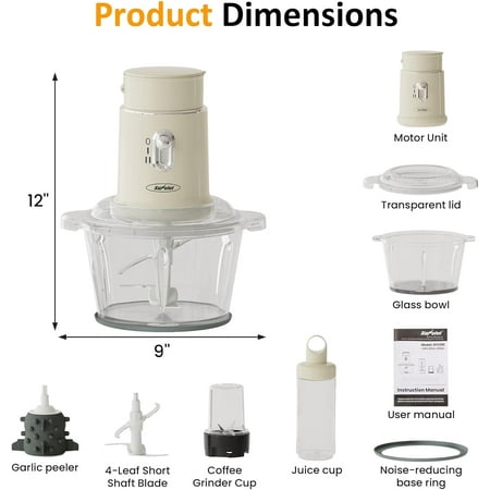 Sunvivi 1.5L Electric Food Chopper, Beige