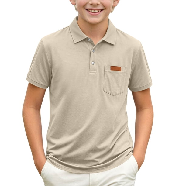 Odeerbi Camisas de Golf de Color Sólido Botón de Solapa Camisas de Tenis de Manga Corta Uniforme Escolar Con Bolsillo