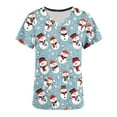 thumbnail image 4 of JINGWANGYHBD Womens Christmas Scrub Tops Cute Print Nurse Uniform V-neck Short Sleeve Shirts Cozy Loose Casual Top Vacation Working Uniforms, 4 of 5