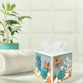 thumbnail image 4 of Seaside Splendor Tissue Box Cover – 3D Resin with Seashells & Starfish – Coastal Beach Décor for Bathroom, Bedroom, or Living Room – Decorative Square Tissue Holder, 4 of 7