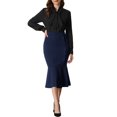 thumbnail image 2 of INSPIRE CHIC Midi Skirt for Women's High Waist Elegant Button Decor Stretchy Mermaid Skirts, 2 of 5