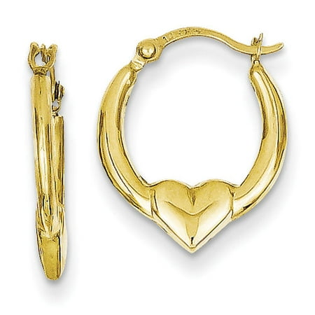Primal Gold - 14kt Yellow Gold Heart Hoop Earrings - Walmart.com