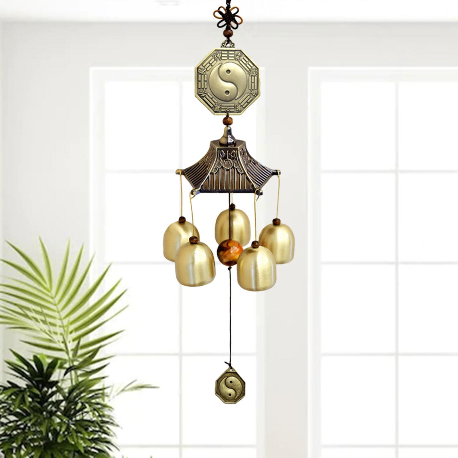 Wind Chime Bagua Wind Chime Pendant Handmade 5 Bells Brass Unique Windchime Temple Wind Bell Wind Chimes for Outside for Home