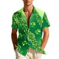 thumbnail image 2 of St Patrick's Day Shirt for Men Oversized Button Down Irish Shamrocks Print Lapel Short Sleeve Shirts Summer Collared Hawaiian Beach T Shirts, 2 of 8