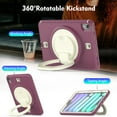 thumbnail image 3 of 8.3 inch iPad Mini 6 Case with Built-in Screen Protector, Kids Shockproof Heavy Duty Rugged 360 Rotating Handle Stand Protective Cover, Deep Red/Beige, 3 of 10