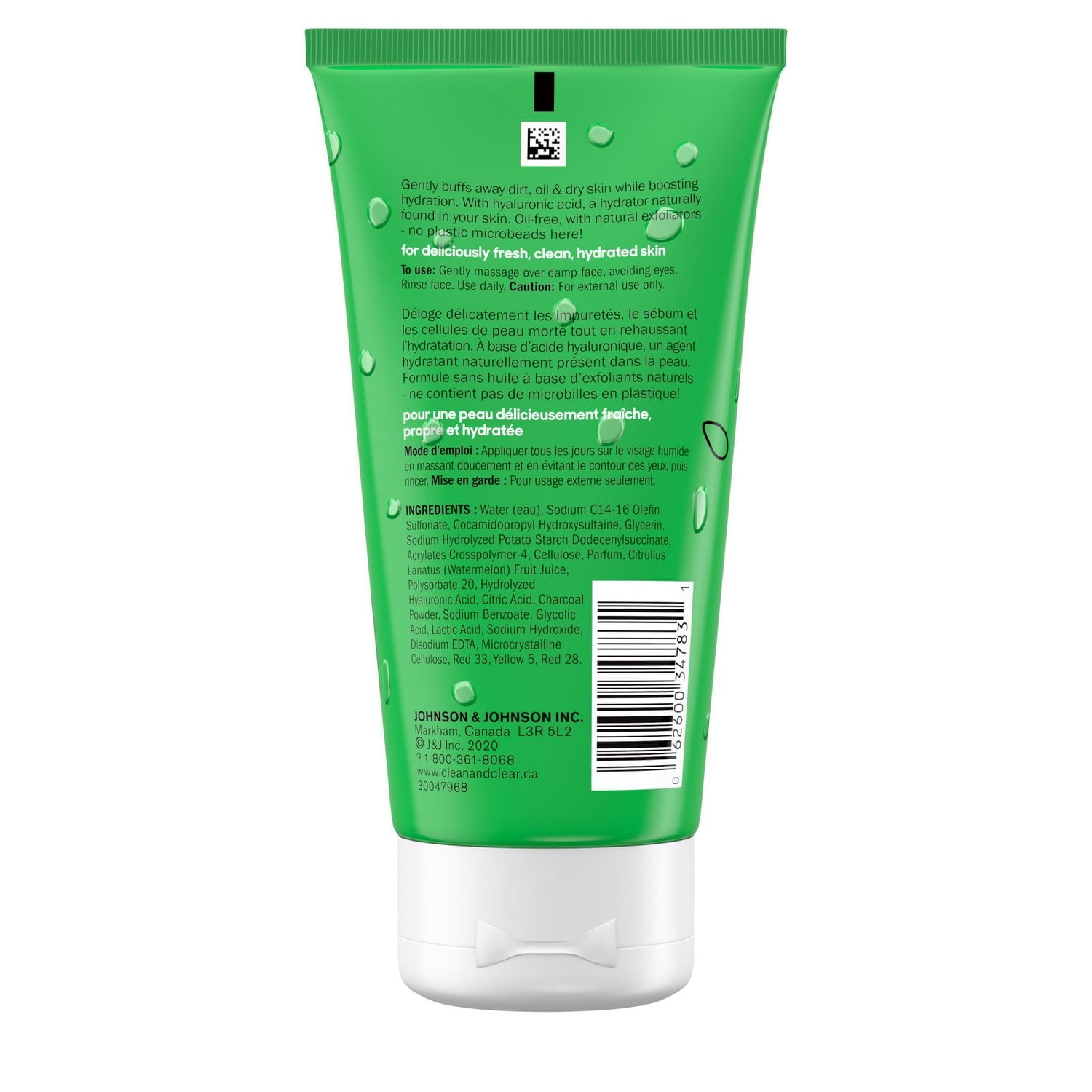Clean & Clear Hydrating & Exfoliating Watermelon Juicy Scrub, Buffs Dirt & Oil While Cleansing & Quenching Dry Skin, Gentle & Oil-Free Daily Facial Cleanser