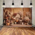 thumbnail image 2 of Boho Thanksgiving Photography Background Thatch Arch Pumpkin Photoz Backdrop Baby Photo Studio Photobooth Props, 2 of 8