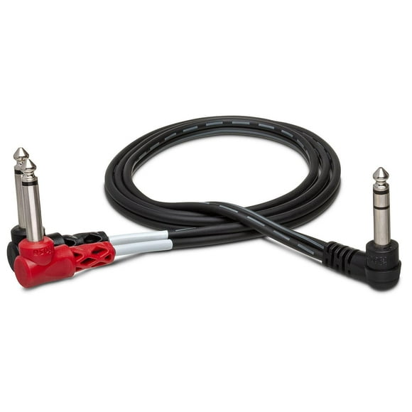 Cable de Inserción Hosa 1/4 Pulgada Ángulo Recto a Dual Ángulo Recto 3.3 Pies