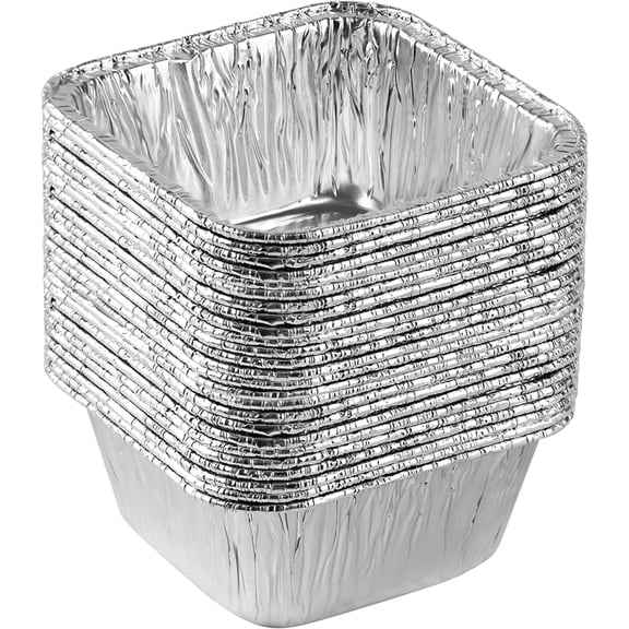 PLASTICPRO Aluminum Foil Baking Pans 4.25" x 4.25" x 2" Square Tin Foil Cake Pan for Ovens, 25 Count