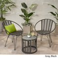 thumbnail image 4 of Noble House Perkins Ensemble de Conversation en Osier pour Extérieur 3 Pcs Gris, 4 of 11