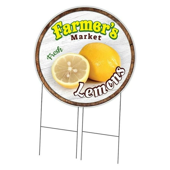 SignMission C-36-CIR-DS-WS- Lemons 36 in. Double Sided Corrugated Circular Plastic Sign - Farmers Market Lemons