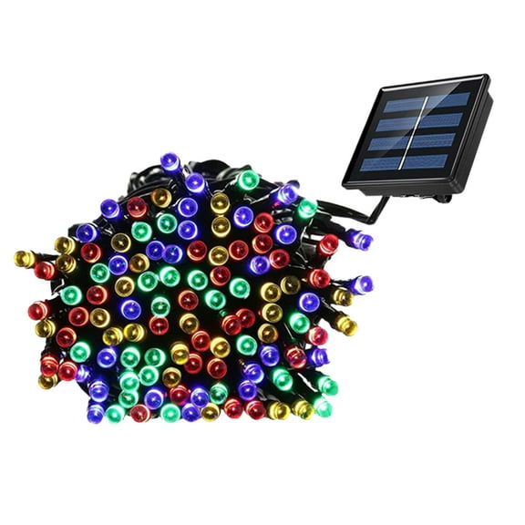 GOOHOCHY Solar Powered Waterproof String Lights with 100 LED Beads for Outdoor Decoration and Illumination Black ABS