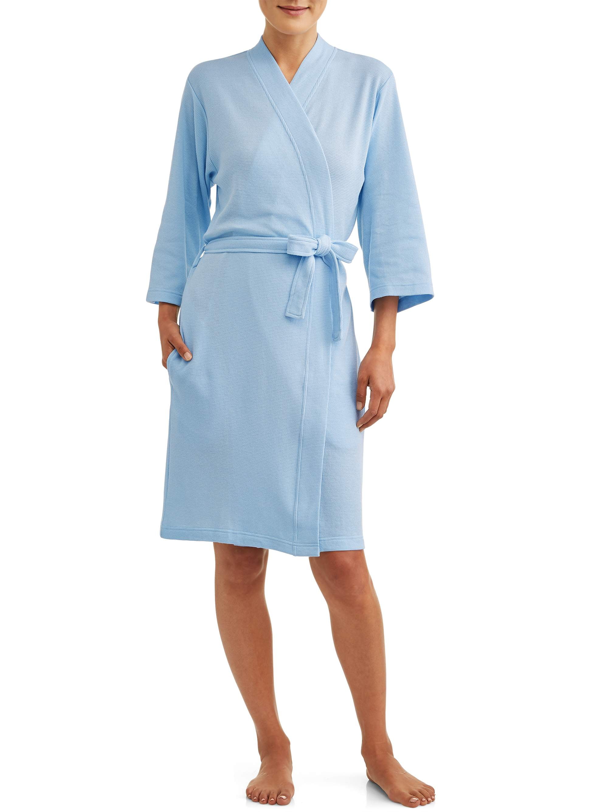 Goza Towels Women's Thigh Length Kimono Waffle Spa Robe 