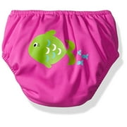 KIKO & MAX Girls Absorbant Reusable Swim Diaper, Fish (Fuchsia), M