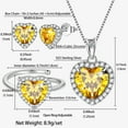thumbnail image 5 of Juwaliy 925 Sterling Silver Heart Jewelry Set for Women Necklace Earrings Ring Yellow Citrine November Birthstone Jewelry Mom Christmas Birthday Valentines Gift, 5 of 8