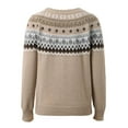 thumbnail image 6 of CCRFTGI Fair Isle Sweaters for Women 2025 Fashion Long Sleeve Knit Sweater Pullover Casual Vintage Sweater Lightweight Crewneck Pullover Top Camel XXL, 6 of 7