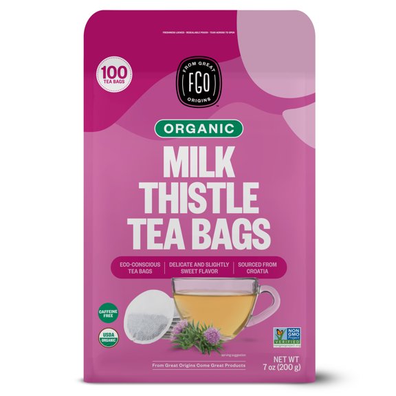 FGO Milk Thistle Tea, Organic, Eco-Conscious Tea Bags (100 Count)