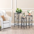 thumbnail image 1 of Patiojoy Set of 3 Metal Plant Stand 3 Pieces Flower Pots Display Rack with Crystal Floral Design for Garden Square, 1 of 7