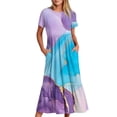 thumbnail image 2 of Mefallenssiah Mode Femmes Col Rond Manches Courtes Robe Imprimée, 2 of 5