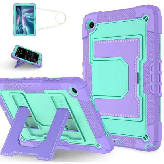 Case for Samsung Galaxy Tab A9 / A9 Plus 11 inch 2023 SM-X210/X216/X218 with Stand & Shoulder Strap, Heavy Duty Shockproof Protective Cover