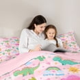 thumbnail image 4 of Erosebridal Cartoon Dino Queen Comforter Set For Girls,Kawaii Dinosaur Green Cactus Bedding Comforter Set For Girl, Reversible 3-Piece, 4 of 7