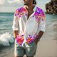 thumbnail image 1 of Camisa de hombre con estampado de póquer, solapa, para exteriores, calle, manga larga, botones, diseño de moda, informal, suave,, 1 of 6