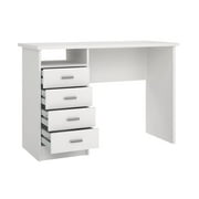 Tvilum Warner 4 Drawer Office Desk with 1 Shelf for Adults, White Finish