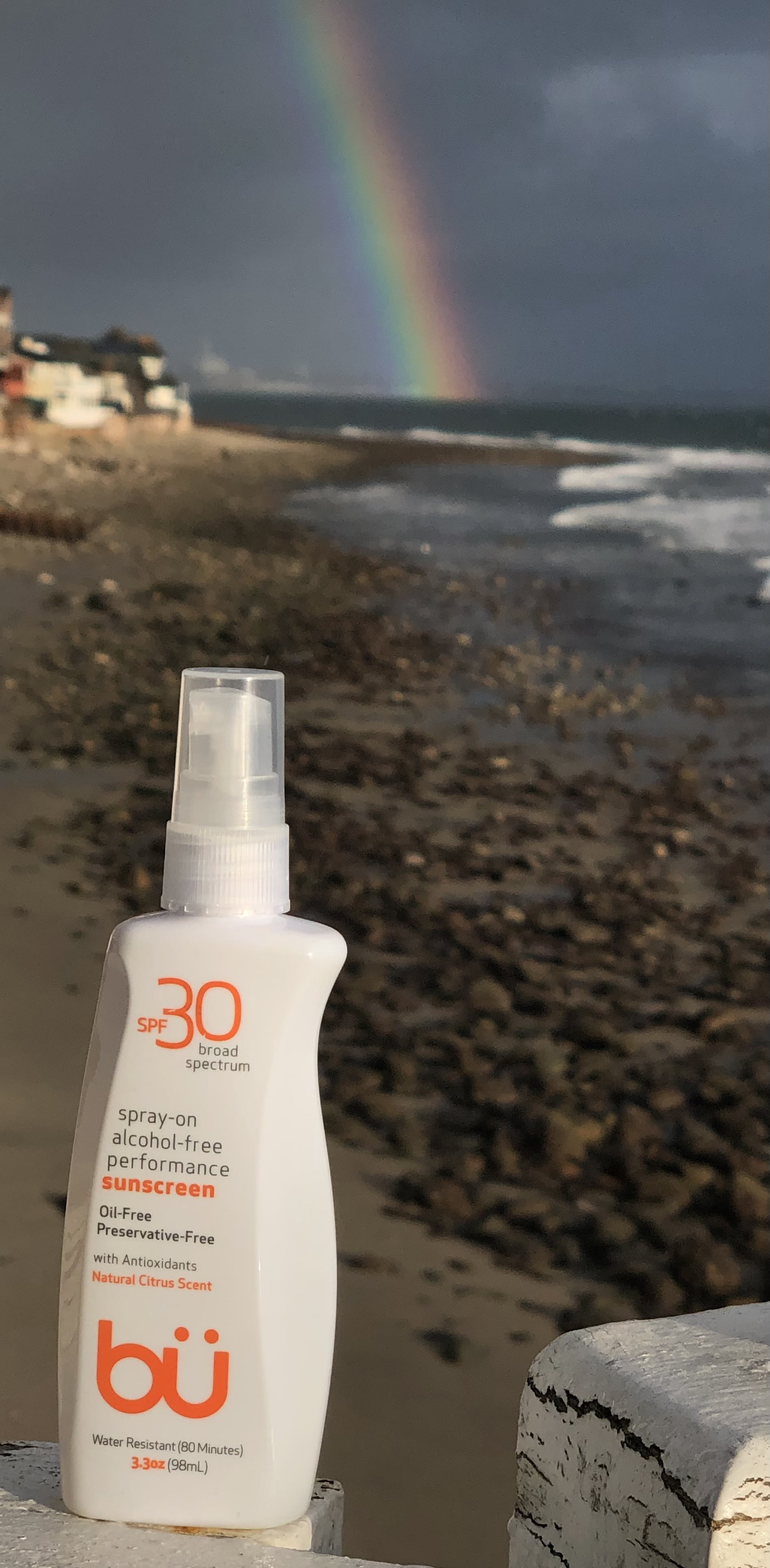 Bu SPF 30 Ultrafine WOWmist Sunscreen Spray - Clear, Non Greasy, Water & Sweat-Resistant (80 mins). Travel, Sport, Sensitive Skin (Citrus, 3.3 oz)