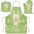 thumbnail image 2 of EGNMCR Easter Decorations Easter Cooking Apron Insulated Mitts Insulated Pads Three Piece Set Suspender Apron Kitchen Cooking Apron BBQ Apron Holiday Decorative Sleeveless Apron Polyester Apron, 2 of 6