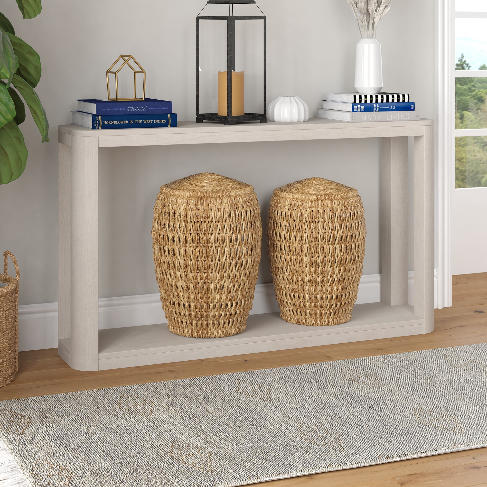 Evelyn&Zoe Modern/Contemporary 52" Wide Alder White Console Table