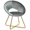 thumbnail image 1 of Gymax Accent Velvet Chair Dining Arm Chair Make-up Stool w/Golden Metal Leg Grey, 1 of 10