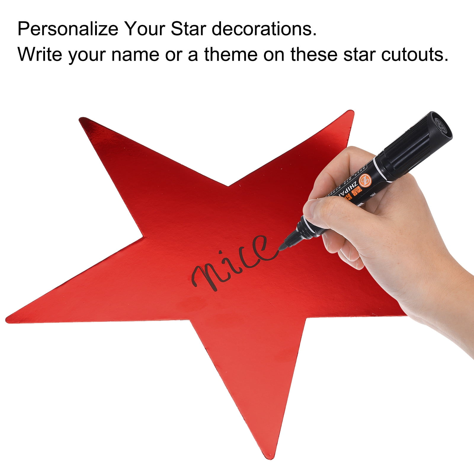 Uxcell 96Pcs Red Stars Cutouts Double Printed Paper Stars Decoration Cardboard Star for Classroom Wall Party Supplies