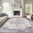 thumbnail image 2 of CHITOOMA 9'x12' Area Rugs for Living Room, Machine Washable Rugs Vintage Area Rug for Bedroom Dining Room Dorm Office with Non-Slip Backing, Stain Resistant Non-Shed Carpet, Brown, 2 of 9