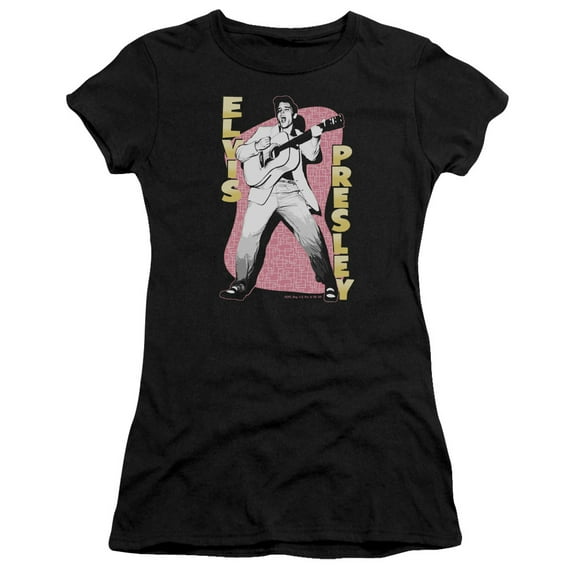 Elvis Presley Pink Rock Premium Junior Women's T-Shirt Black