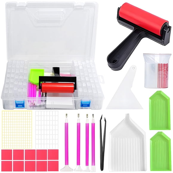 ARTDOT Boîte de Rangement 64 Pots pour Kits de Peinture Diamant pour Adultes, Organisateur de Rangement d'Art Diamant Portable avec Accessoires et Outils.