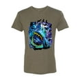 thumbnail image 2 of Great White Shark Species in Ocean | Mens Fishing Premium Tri Blend T-Shirt, Military Green, Small, 2 of 3