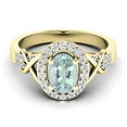 thumbnail image 2 of Dazzlingrock Collection 10K Oval Cut Aquamarine & Round Cut Diamond Bridal Halo Engagement Ring, Yellow Gold, Size 9, 2 of 5