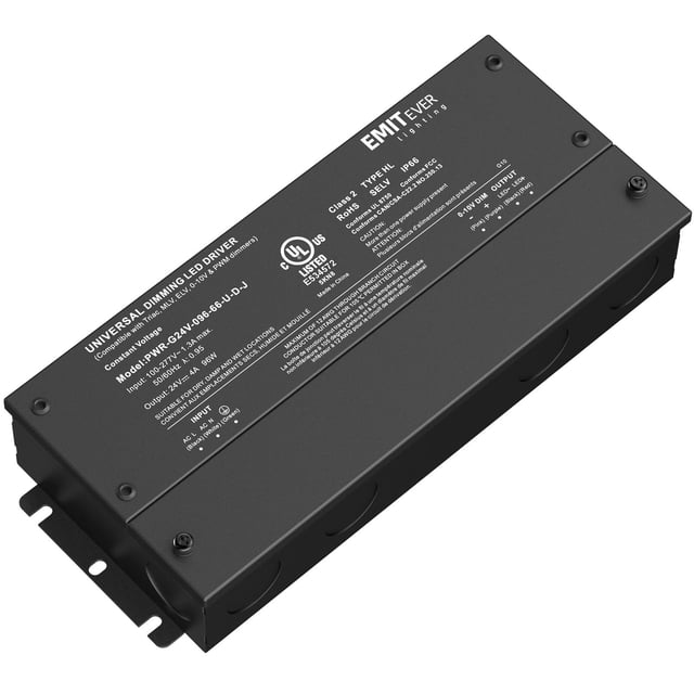 Controlador LED EMITEVER 96 W, regulable, 24 V, resistente al agua, IP67, certificado UL