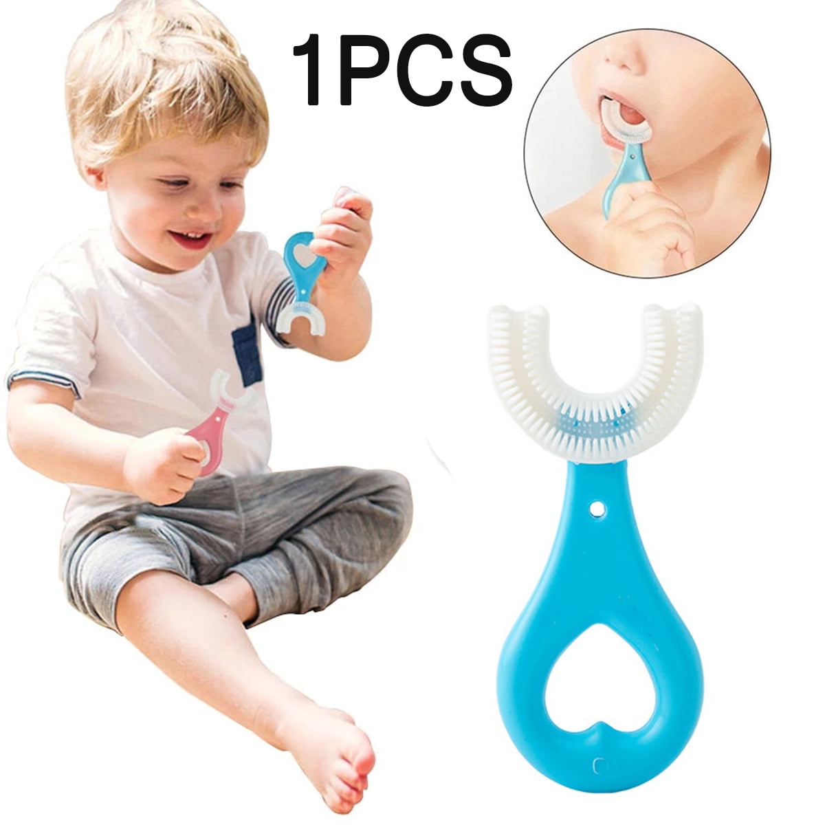 1PCS Baby U Shape Silicone Toothbrush 360 Degree Manual