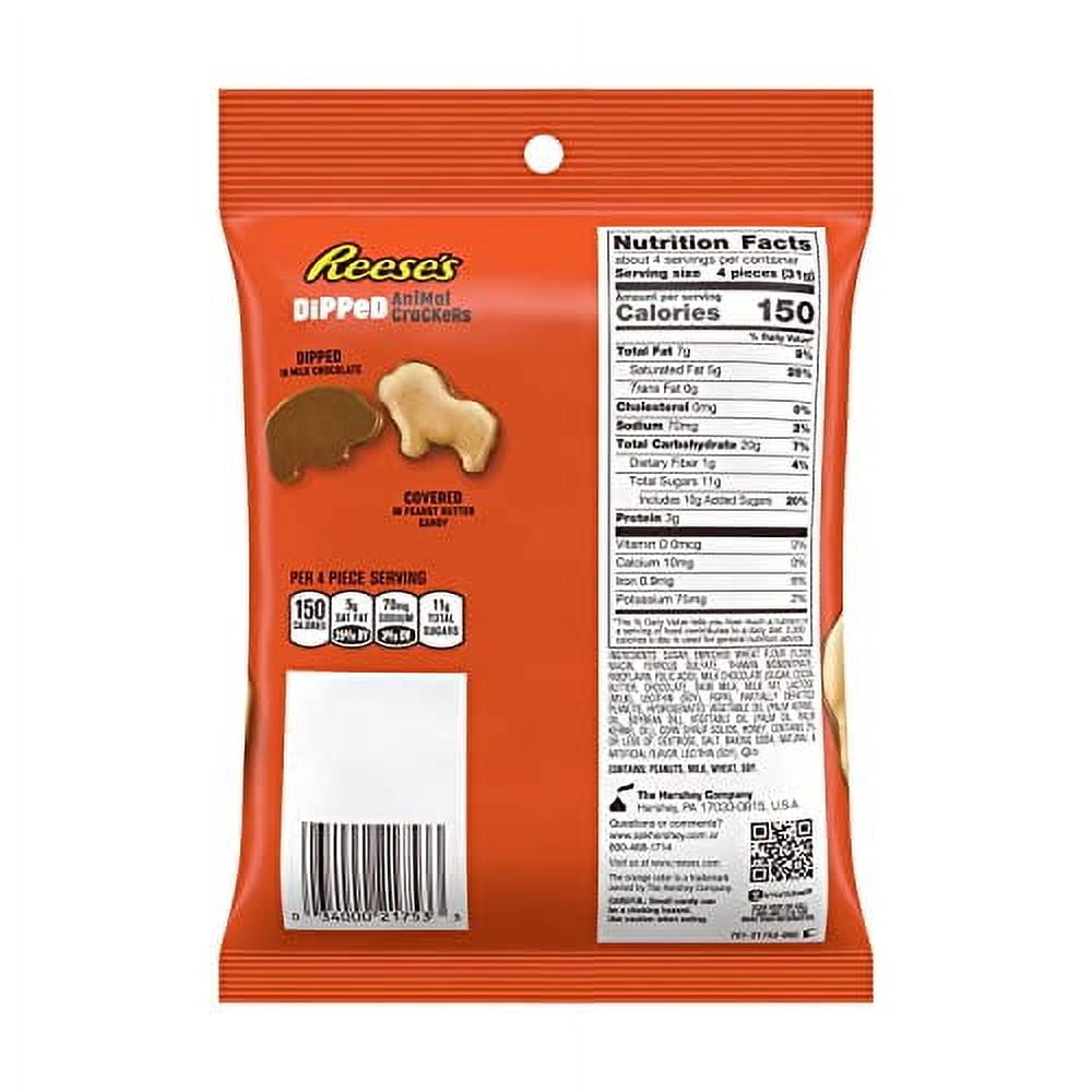 Milk Chocolate and Peanut Butter Candy Dipped Animal Crackers, Bulk, 4.25 oz Bags (12 Count)