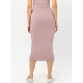 thumbnail image 4 of Women Solid Basic Casual Stretch Elastic Waist Bodycon Midi Pencil Skirt, 4 of 5