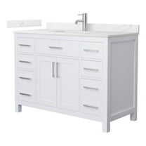 Beckett 48" White Single Vanity & Giotto Quartz Top (1-Hole) & Nickel Trim