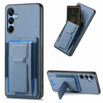 Dteck Case for Samsung Galaxy A24 4G,Shockproof Carbon Fibre Pattern Leather Case Card Slots Wallet Folding Bracket Stand Cover for Galaxy A24 4G,Blue