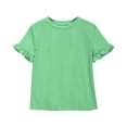 thumbnail image 5 of Povozer Girls' Summer Cute T Shirts Girls T Shirts Double Layer Ruffle Short Sleeve Kids Summer Crewneck Tunic Tee Tops for 4-5 Years,Green, 5 of 5